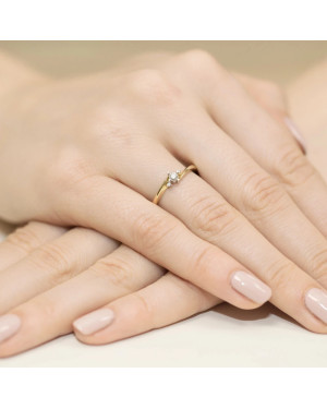 Złoty Pierścionek 14k z diamentem brylant 0,12ct