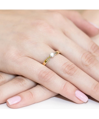Złoty Pierścionek 14k z diamentem brylant 0,20ct