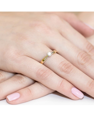 Złoty Pierścionek 14k z diamentem brylant 0,20ct