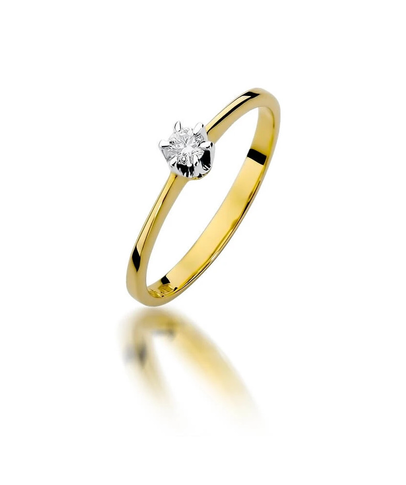 Złoty Pierścionek 14k z diamentem brylant 0,10ct