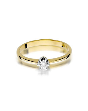 Złoty Pierścionek 14k z diamentem brylant 0,10ct