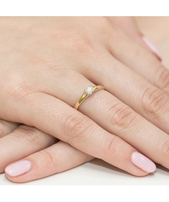 Złoty Pierścionek 14k z diamentem brylant 0,20ct