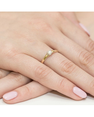 Złoty Pierścionek 14k z diamentem brylant 0,20ct