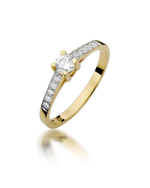 Złoty Pierścionek 14k z diamentem brylant 0,30ct