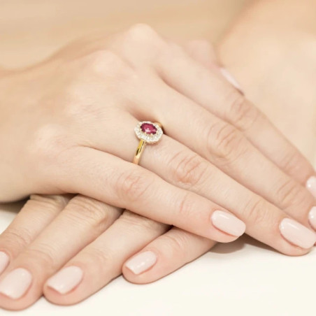 Gold ring with diamond EY-304 ruby ​​| GoldJewellery
