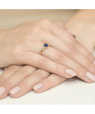 Złoty Pierścionek 14k z diamentem szafir 0,50ct