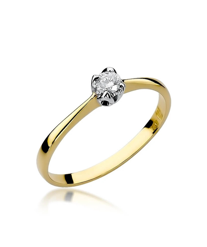 Złoty Pierścionek 14k z diamentem brylant 0,10ct