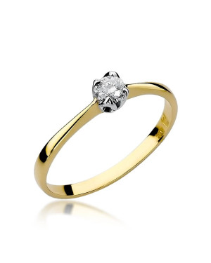 Złoty Pierścionek 14k z diamentem brylant 0,10ct