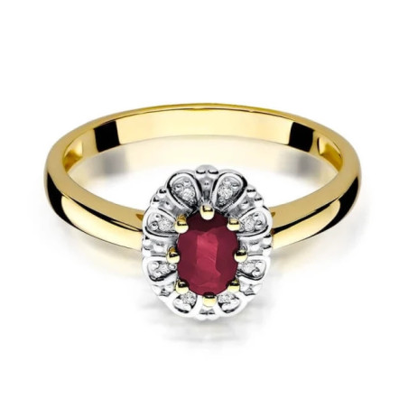 Gold ring with diamond EY-304 ruby ​​| GoldJewellery