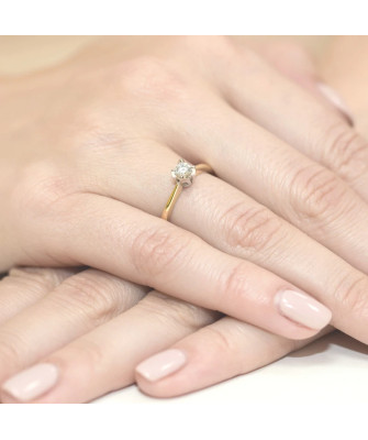 Złoty Pierścionek 14k z diamentem brylant 0,10ct