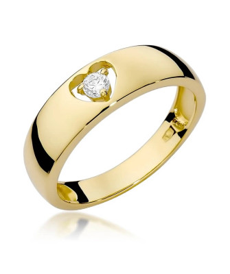 Złoty Pierścionek 14k z diamentem brylant 0,10ct