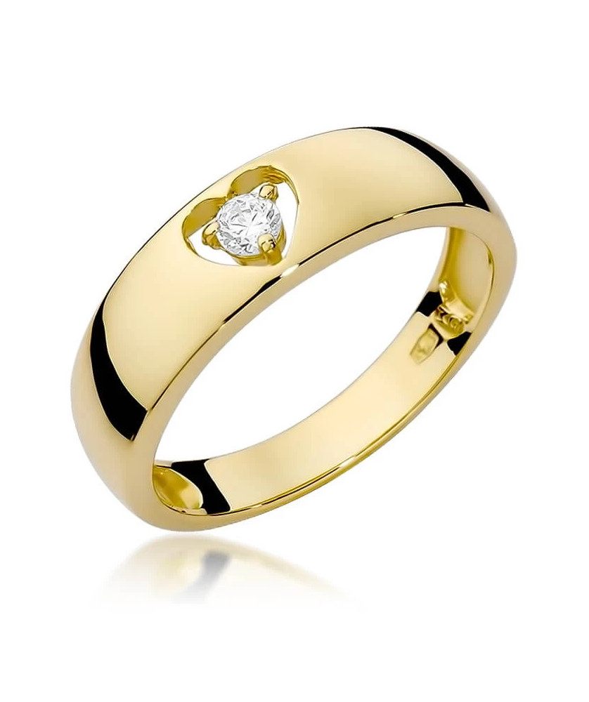 Złoty Pierścionek 14k z diamentem brylant 0,10ct