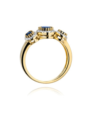 Złoty Pierścionek 14k z diamentem szafir 1,30ct