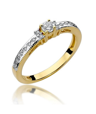 Złoty Pierścionek 14k z diamentem brylant 0,24ct