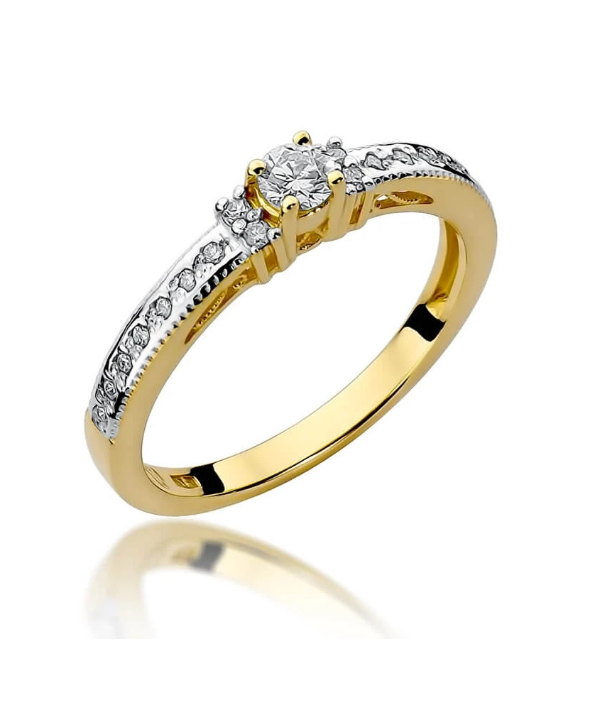 Złoty Pierścionek 14k z diamentem brylant 0,24ct