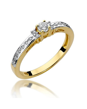 Złoty Pierścionek 14k z diamentem brylant 0,24ct