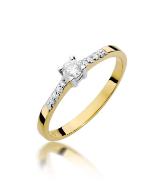 Złoty Pierścionek 14k z diamentem brylant 0,15ct