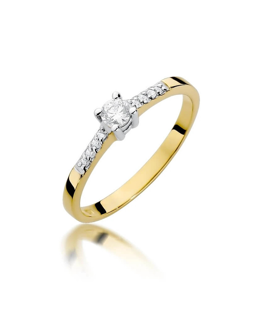 Złoty Pierścionek 14k z diamentem brylant 0,15ct