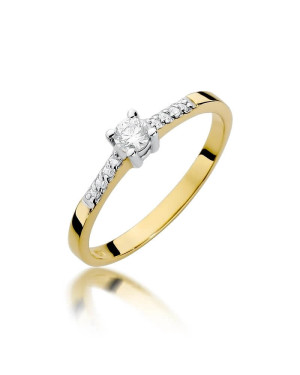 Złoty Pierścionek 14k z diamentem brylant 0,15ct
