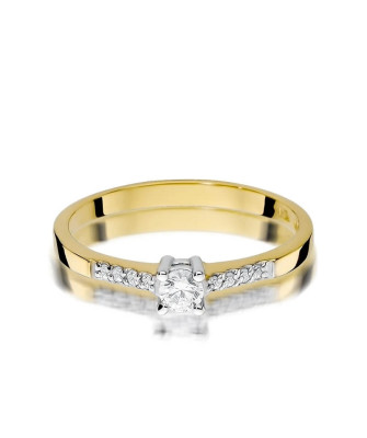 Złoty Pierścionek 14k z diamentem brylant 0,15ct