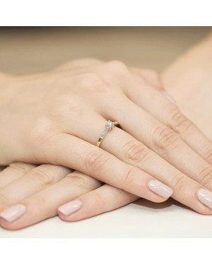 Złoty Pierścionek 14k z diamentem brylant 0,15ct
