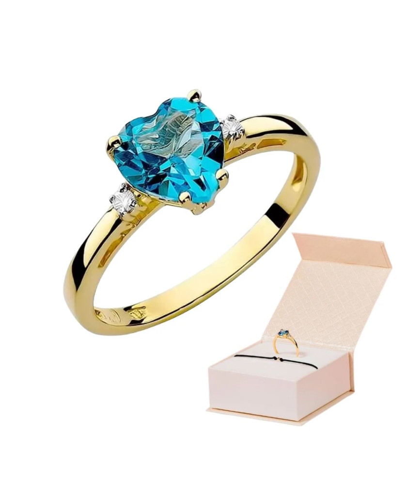 Złoty Pierścionek 14k z diamentem topaz 1,20ct