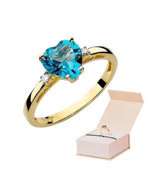 Złoty Pierścionek 14k z diamentem topaz 1,20ct