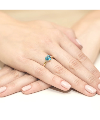 Złoty Pierścionek 14k z diamentem topaz 1,20ct