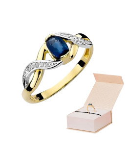 14k Gold Ring with Diamond Sapphire 0.70ct