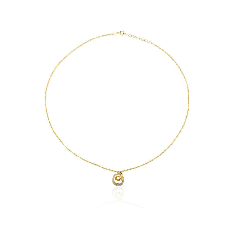 Gold-plated ring necklace with cubic zirconia SNZ028|GoldJewellery