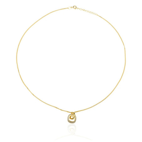 Gold-plated ring necklace with cubic zirconia SNZ028|GoldJewellery