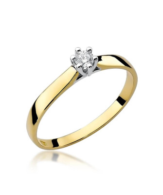 Złoty Pierścionek 14k z diamentem brylant 0,10ct