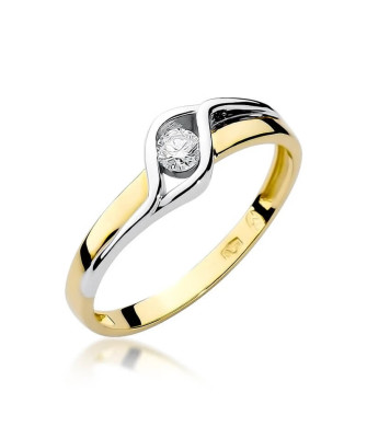 Złoty Pierścionek 14k z diamentem brylant 0,10ct