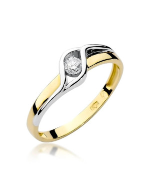 Złoty Pierścionek 14k z diamentem brylant 0,10ct