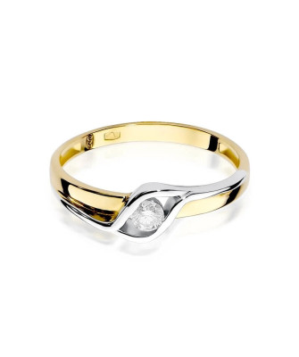 Gold Ring 14k with diamond brilliant 0.10ct
