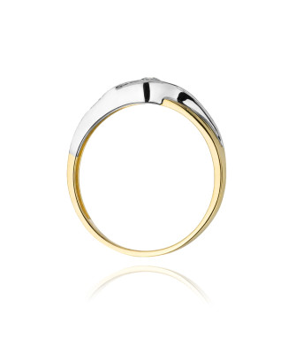 Złoty Pierścionek 14k z diamentem brylant 0,10ct