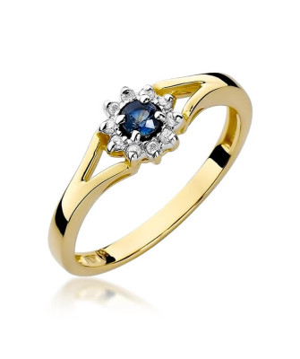 14k Gold Ring with Sapphire Diamond 0.15ct