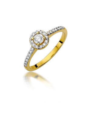 Złoty Pierścionek 14k z diamentem brylant 0,15ct