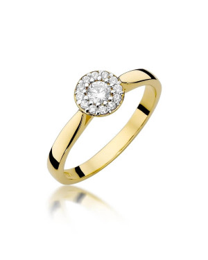 Złoty Pierścionek 14k z diamentem brylant 0,12ct