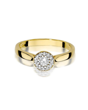 Złoty Pierścionek 14k z diamentem brylant 0,12ct