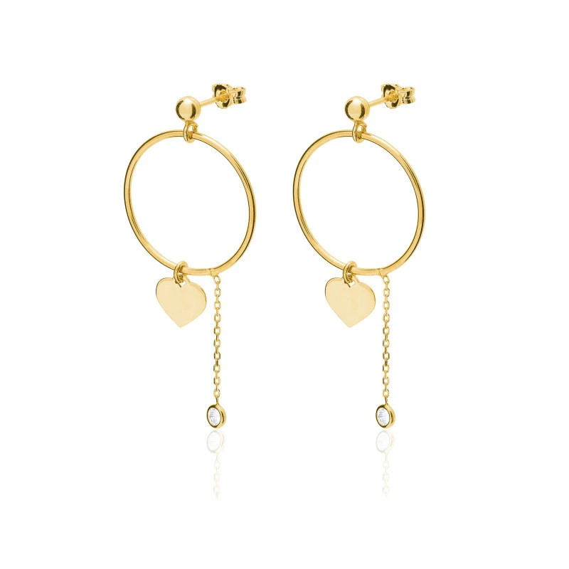 Gold-plated silver heart hoop earrings with cubic zirconia SKZ.29| GoldJewellery