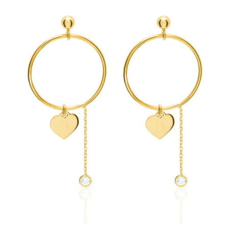 Gold-plated silver heart hoop earrings with cubic zirconia SKZ.29| GoldJewellery