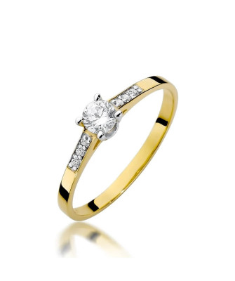 Złoty Pierścionek 14k z diamentem brylant 0,15ct