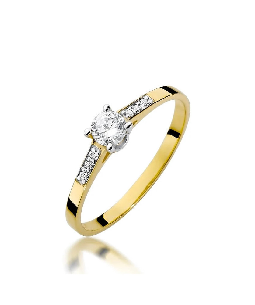 Złoty Pierścionek 14k z diamentem brylant 0,15ct