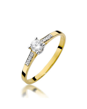 Złoty Pierścionek 14k z diamentem brylant 0,15ct