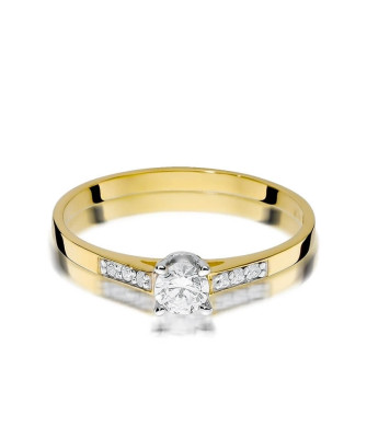 Złoty Pierścionek 14k z diamentem brylant 0,15ct