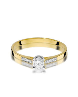 Złoty Pierścionek 14k z diamentem brylant 0,15ct