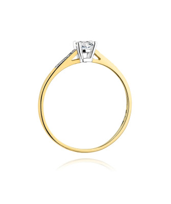 Złoty Pierścionek 14k z diamentem brylant 0,15ct