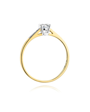 Złoty Pierścionek 14k z diamentem brylant 0,15ct