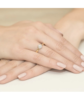 Złoty Pierścionek 14k z diamentem  0,22ct